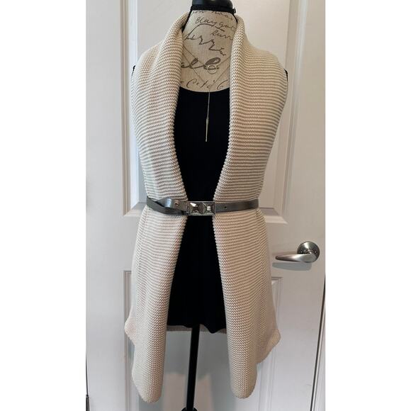 Gap Women's sz M Chunky Knit 100% Cotton Vest Sweater Cream Cozy Fall Warm BOHO - Picture 3 of 9